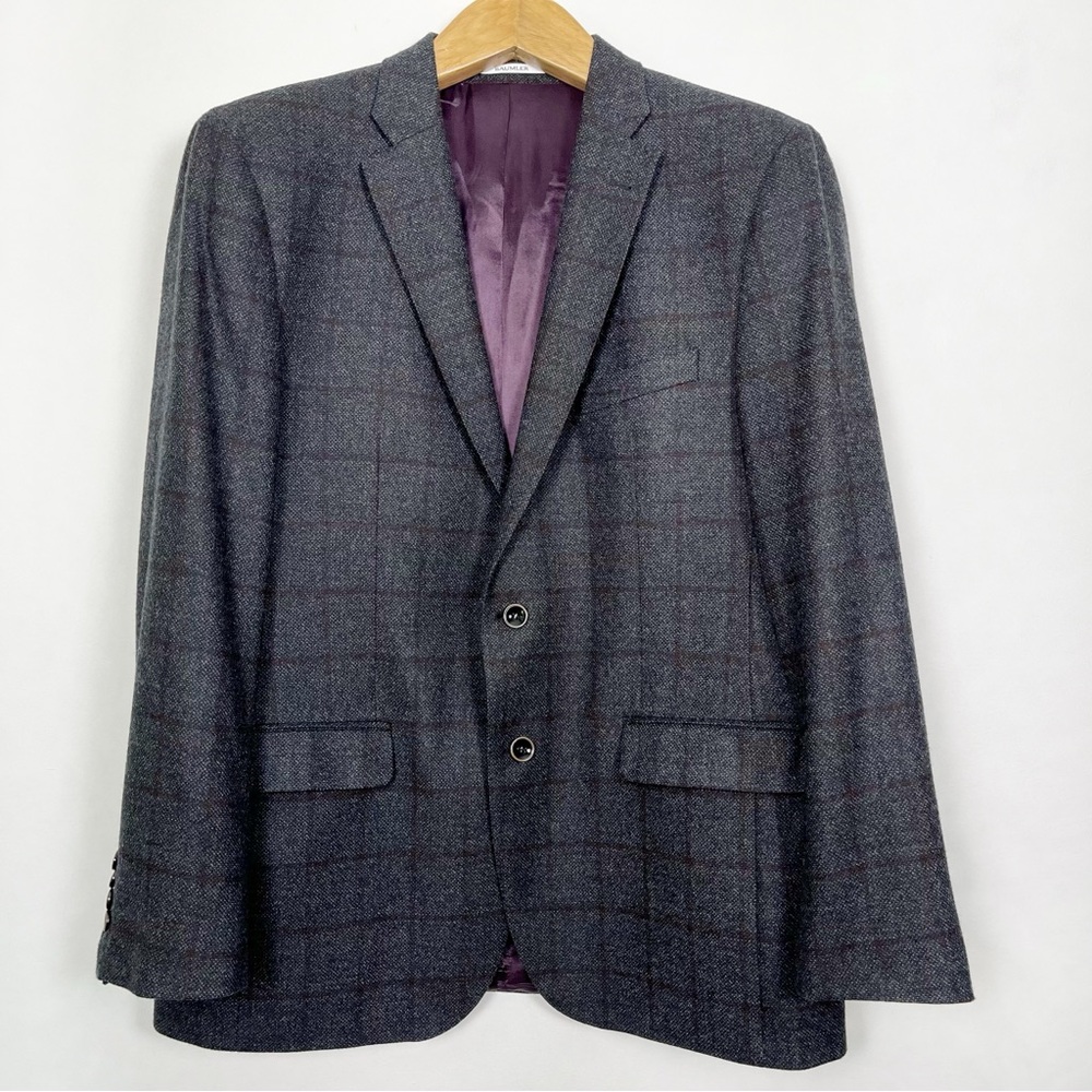 Baumler Men’s 100% Wool Grey Sport Coat Notched‎ Lapels Size 42R Italian Fabric